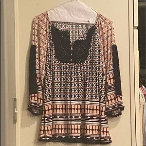 Pink and navy blouse